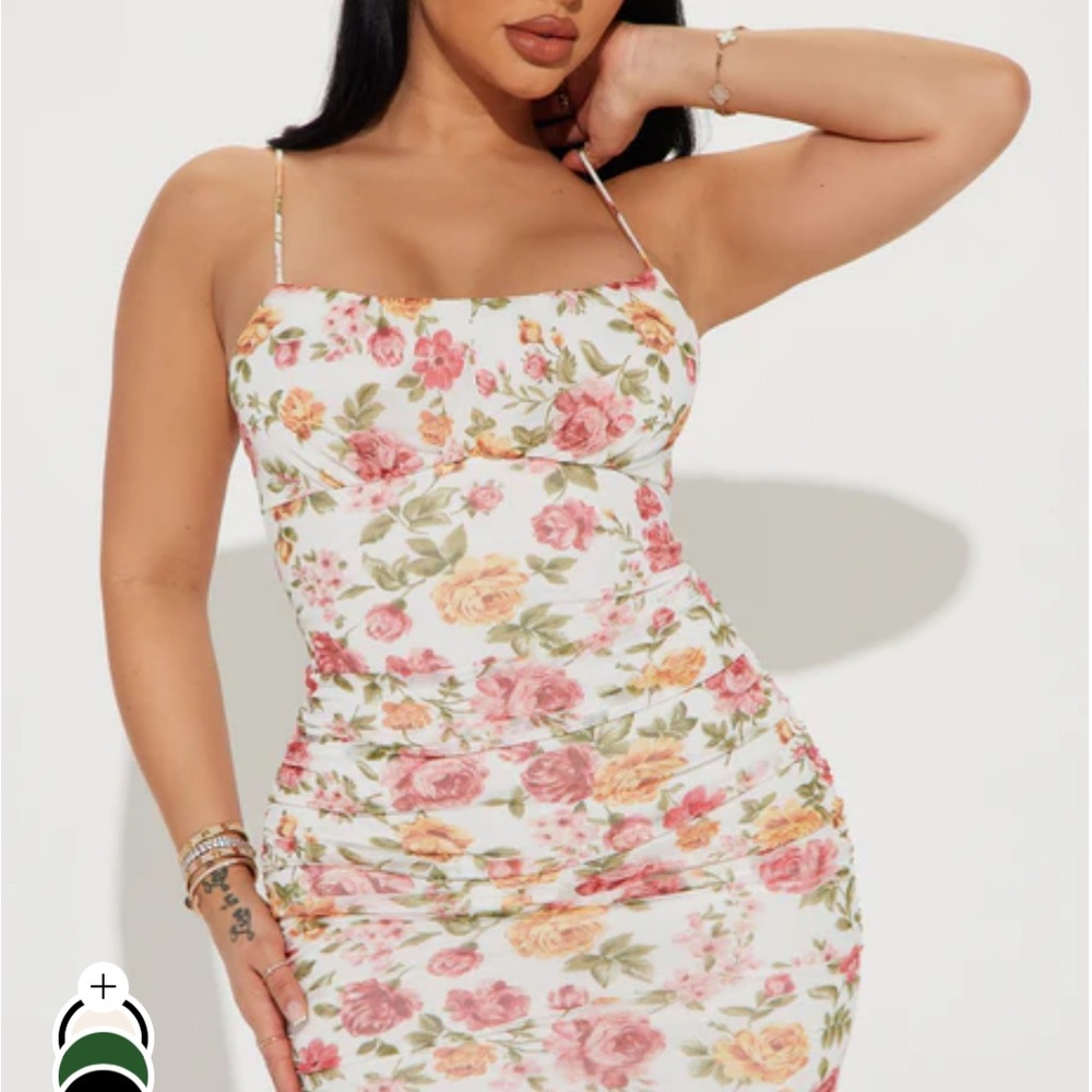 Fashion Nova Floral Midi Dress - Pink and Yellow